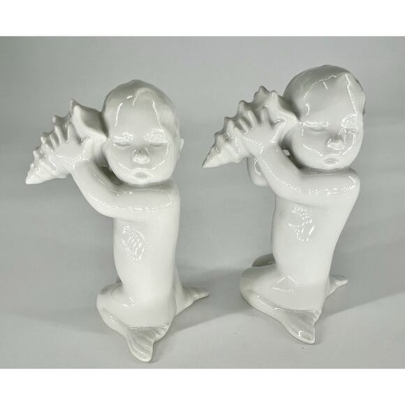2 Bing & Grondahl B & G Copenhagen #2264 Mermaid Child Conch Shell 4.5" Figurine - Picture 7 of 7